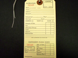 General Alteration Tag 2 Part Strung