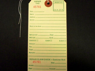 Repair Tag  2-Part Strung