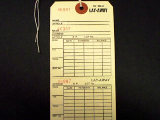 Small Layaway  Tag 3-Part  Strung