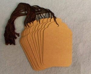 #8 Merchandise Tag Kraft Coated 2 Sides Strung Dark Brown - Bulk Pack 500 Box