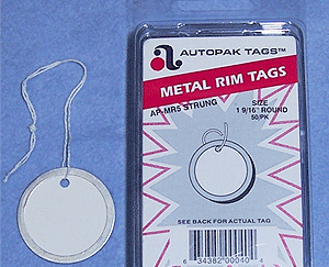 Metal Rim Tag Strung White