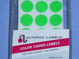 Fluoresent Green Permanent Adhesive Labels 3/4" 1M Per Roll