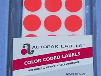 Fluoresent Red Permanent Adhesive Labels 3/4" 1M Per Roll