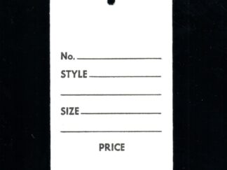 White Large 1 Part Garment Tag Strung 1409  Unstrung 1409-1