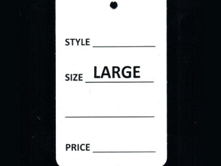 White Garment Size Tags Sizes Available: Small - XLarge Unstrung 1408C-1
