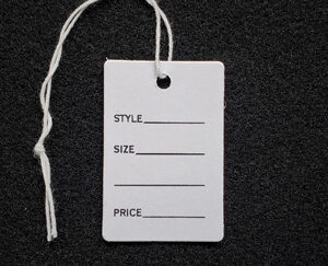 Small 1 Part Garment Tag White Strung