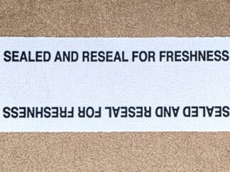 Opaque White and Black Reusable Label Seals for Food Packaging 1" x 2.75"