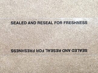 Black Type Reusable Label Seals for Food Packaging 1" x 5"