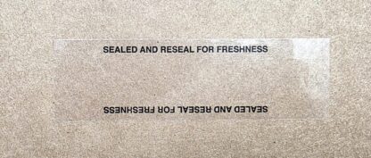 Black Type Reusable Label Seals for Food Packaging 1" x 5"