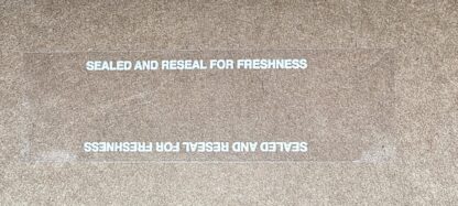 White Type Reusable Label Seals for Food Packaging 1" x 5"