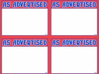 "As Advertised"- Laser<p>Print Price Cards