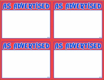 "As Advertised"- Laser<p>Print Price Cards