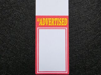 As Advertised<p>Shelf Talker Tag